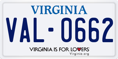 VA license plate VAL0662