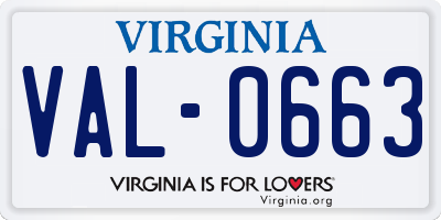 VA license plate VAL0663