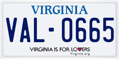 VA license plate VAL0665