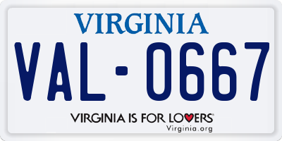 VA license plate VAL0667