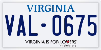 VA license plate VAL0675