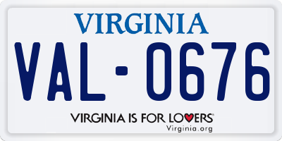 VA license plate VAL0676