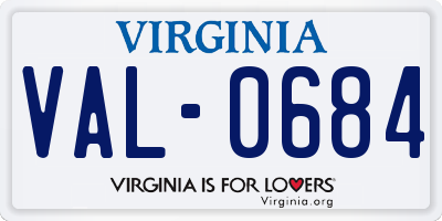VA license plate VAL0684