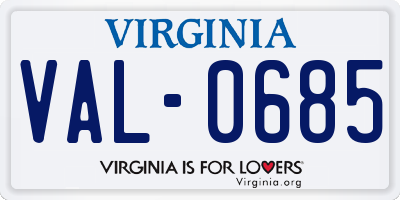 VA license plate VAL0685