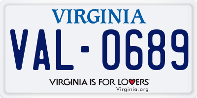 VA license plate VAL0689