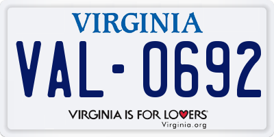 VA license plate VAL0692