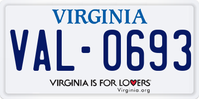 VA license plate VAL0693