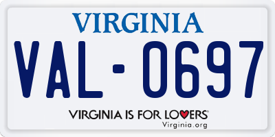 VA license plate VAL0697