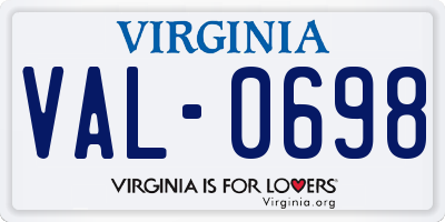 VA license plate VAL0698
