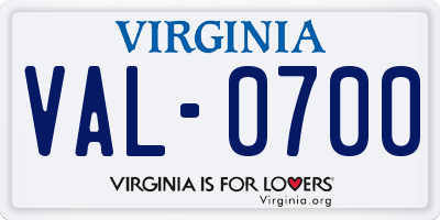 VA license plate VAL0700