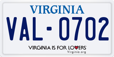 VA license plate VAL0702