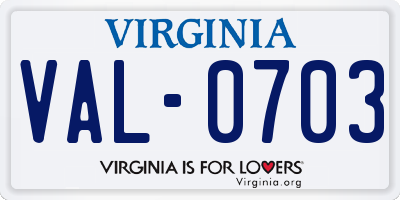 VA license plate VAL0703