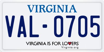 VA license plate VAL0705