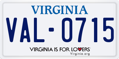 VA license plate VAL0715
