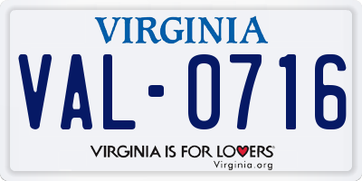 VA license plate VAL0716