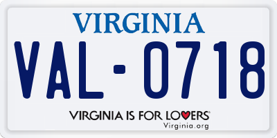 VA license plate VAL0718