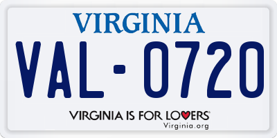 VA license plate VAL0720