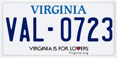 VA license plate VAL0723