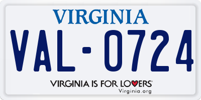 VA license plate VAL0724