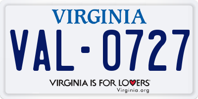 VA license plate VAL0727