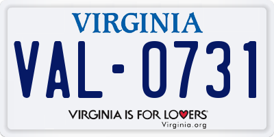 VA license plate VAL0731