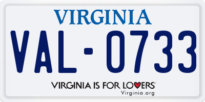 VA license plate VAL0733