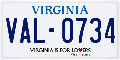 VA license plate VAL0734