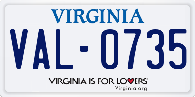 VA license plate VAL0735