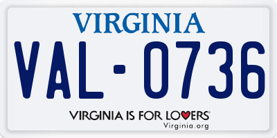 VA license plate VAL0736