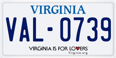 VA license plate VAL0739