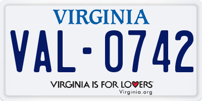 VA license plate VAL0742