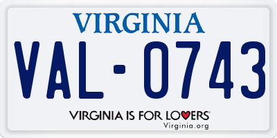 VA license plate VAL0743