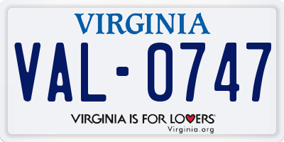 VA license plate VAL0747