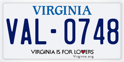 VA license plate VAL0748