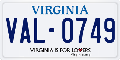 VA license plate VAL0749