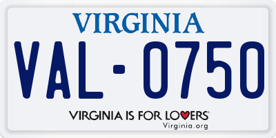 VA license plate VAL0750