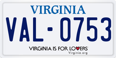 VA license plate VAL0753