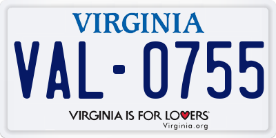 VA license plate VAL0755