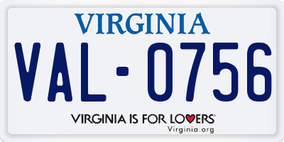 VA license plate VAL0756