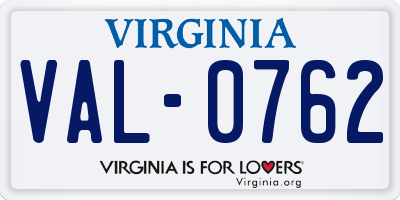 VA license plate VAL0762