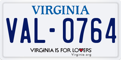 VA license plate VAL0764