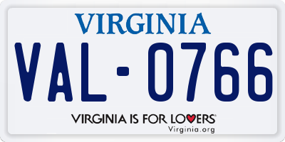 VA license plate VAL0766