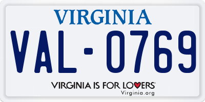 VA license plate VAL0769