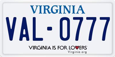 VA license plate VAL0777