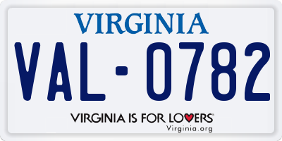 VA license plate VAL0782