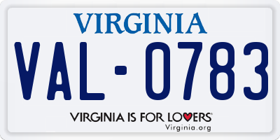 VA license plate VAL0783