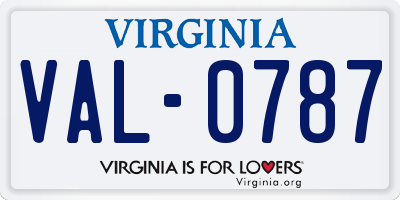 VA license plate VAL0787