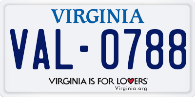 VA license plate VAL0788