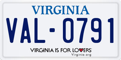 VA license plate VAL0791