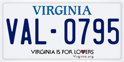 VA license plate VAL0795